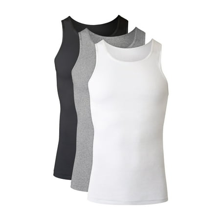 Hanes Men's Cotton Ribbed Tank Undershirt Pack, Assorted, 3-Pack