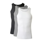 Hanes Mens Cotton Ribbed Tank Undershirt Pack, Assorted, 3-Pack