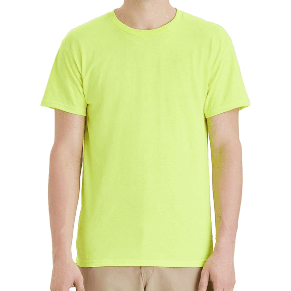 Hanes Men’s Safety Short Sleeve T-Shirt, 5 oz., 60/40 Cotton/Poly, Hi Vis Workwear, Safety Green, S