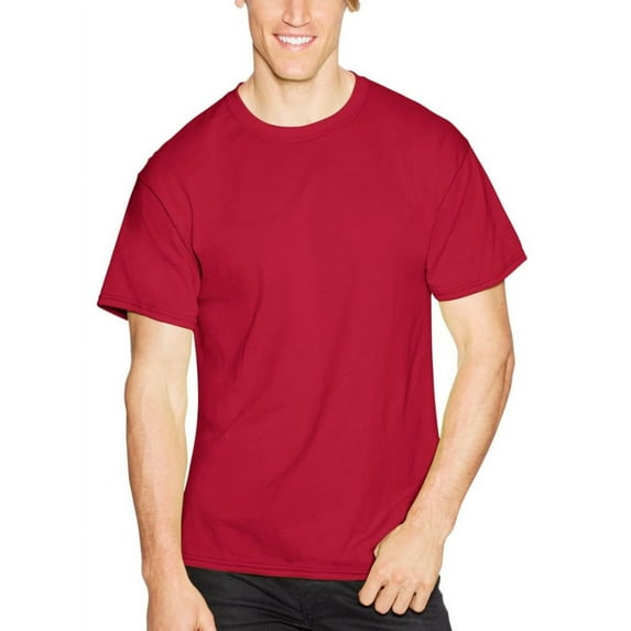 Hanes Men's Short Sleeve 50/50 T-Shirt Big Sizes, Deep Red, 2XLarge