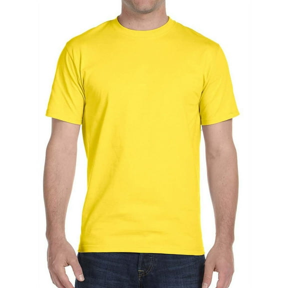 Hanes Men's Short Sleeve Beefy-T T-Shirts 5180, Yellow, Large