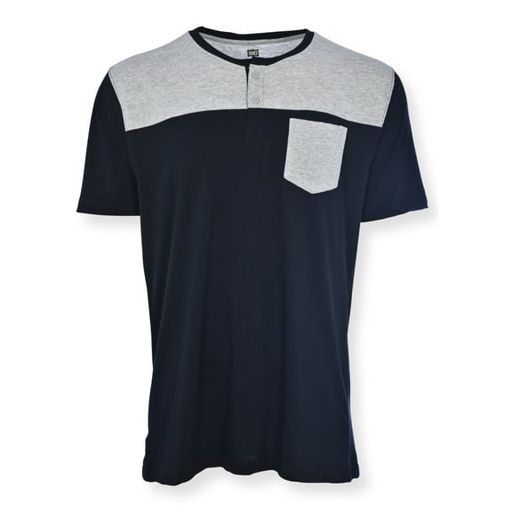 Hanes Men's Short Sleeve Henley Sleep Shirt, Black, Medium