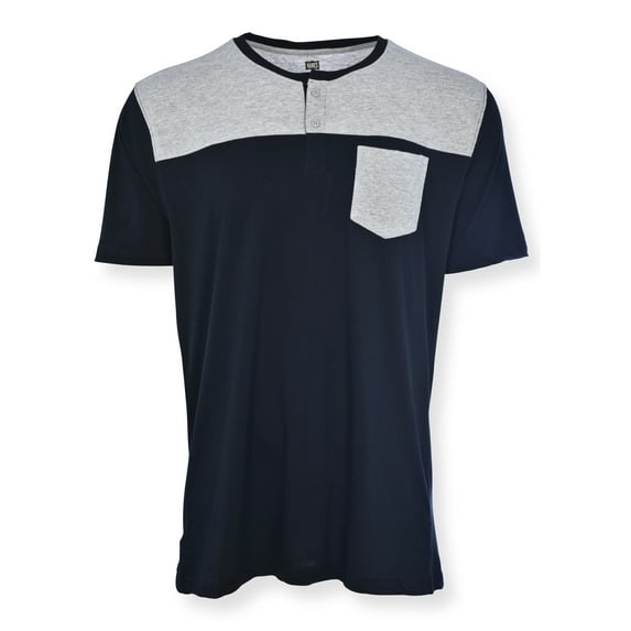 Hanes Men's Short Sleeve Henley Sleep Shirt, Black, X-Large