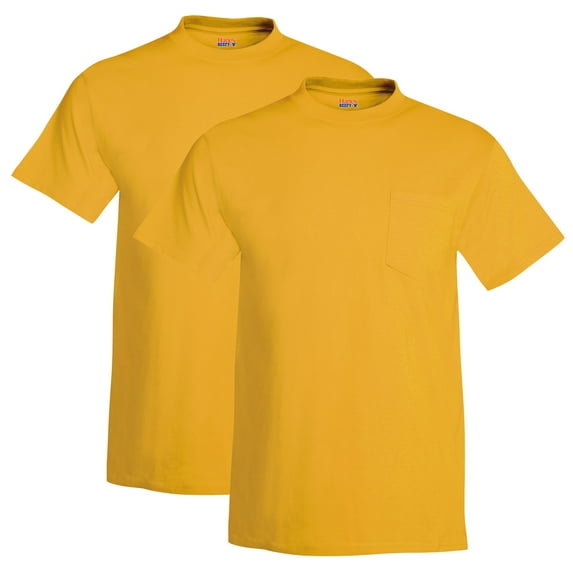 Men's Hanes Beefy-T w/Pocket (Pack of 2) 2 Gold