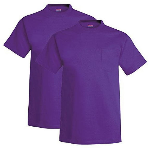 Hanes Mens Beefy-T Pocket T-Shirt (Pack of 2) 2 Purple