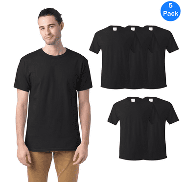 Hanes Men's Short Sleeve T-Shirt - Black, Essential Crewneck Classic Fit Tee, 5 Pack, S