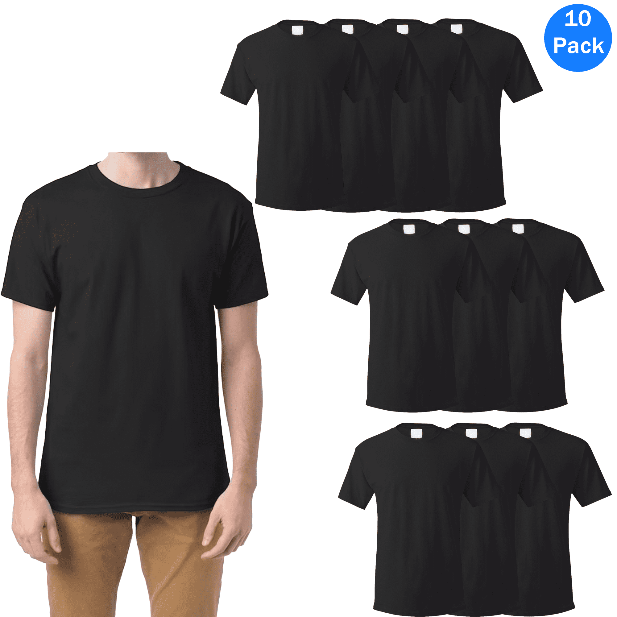 Hanes Men's Short Sleeve T-Shirt, Black Tee, Essential Crewneck