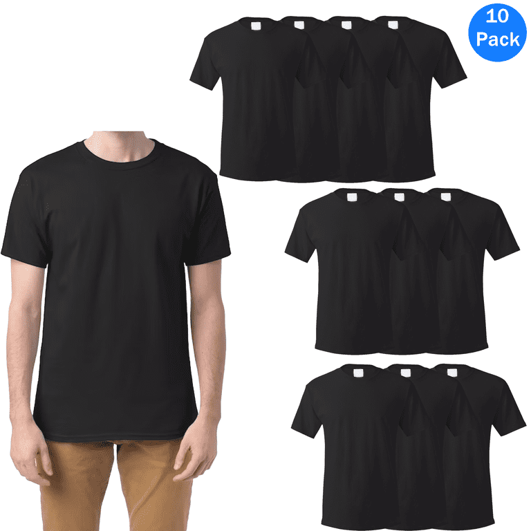 Hanes Men's Short Sleeve T-Shirt, Black Tee, Essential Crewneck