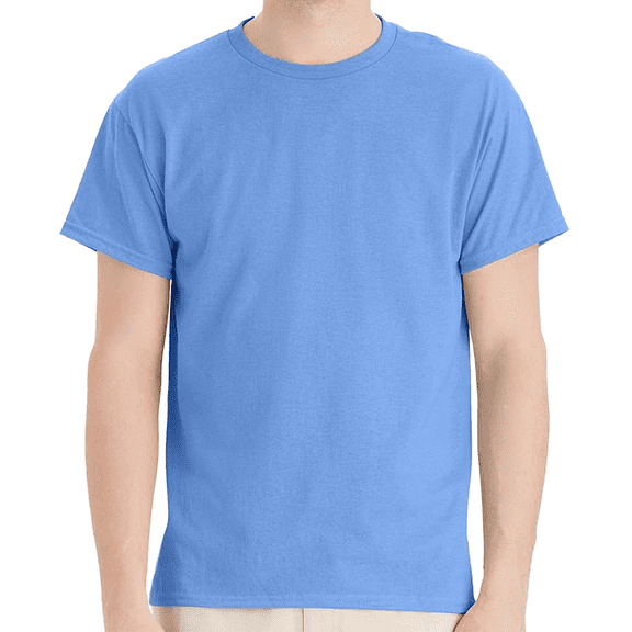 Hanes Men's Short Sleeve T-Shirt, Ecosmart Crewneck Shirt Casual Carolina Blue Single Tees, Size 2XL