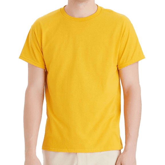 Hanes Men's Short Sleeve T-Shirt, Ecosmart Crewneck Shirt Casual Gold Single Tees, Size L