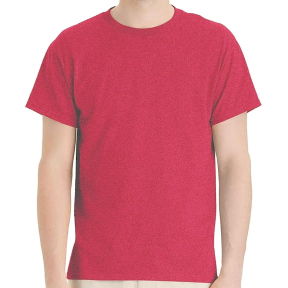 Hanes Men's Short Sleeve T-Shirt, Ecosmart Crewneck Shirt Casual Heather Red Single Tees, Size S
