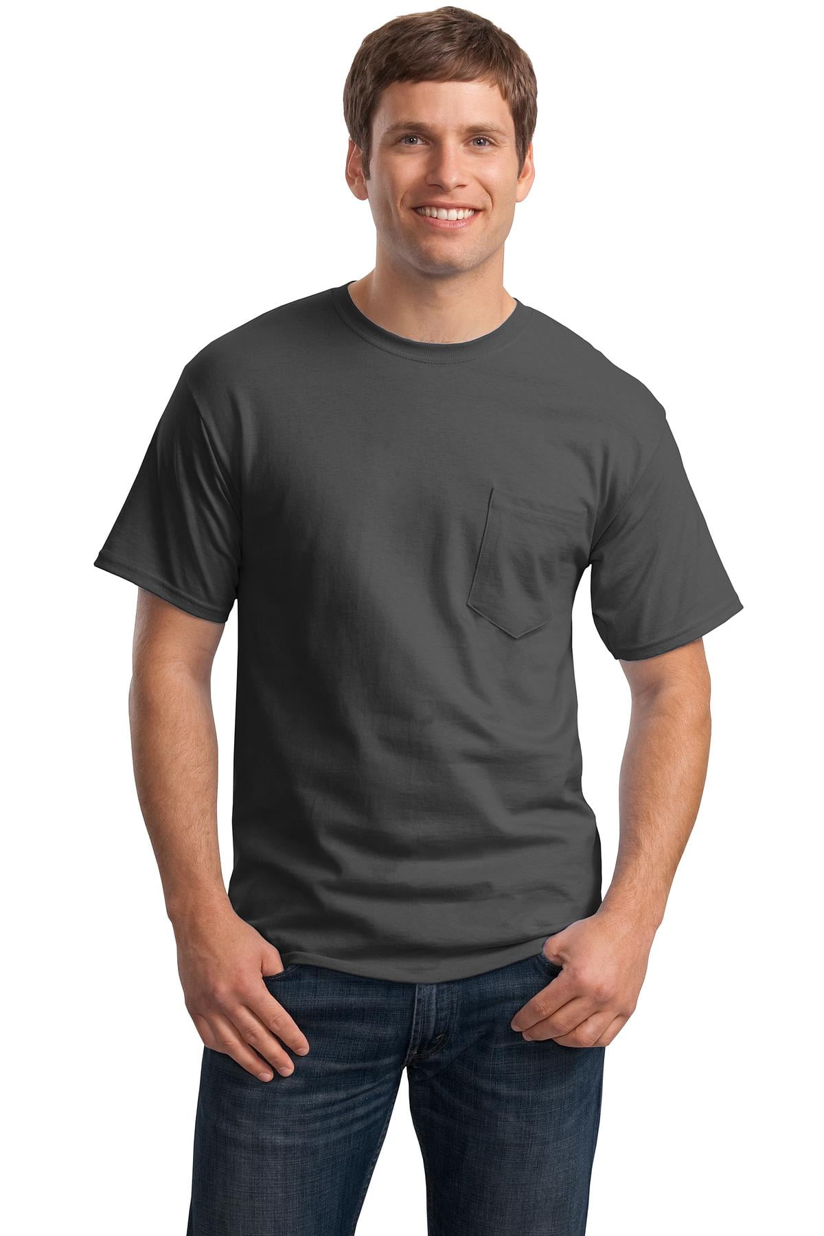 Hanes Men's Short Sleeve Tagless 100% Cotton T-Shirt with Pocket 5590 