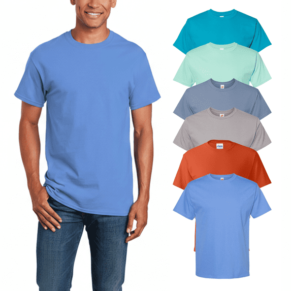 Hanes Men’s Short Sleeve Tee - 6 Pack, Assorted Color Essential 100% Cotton Crew Neck T-Shirt, XL