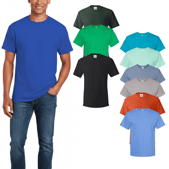 Hanes Men’s Short Sleeve Tee - 9 Pack, Assorted Color Essential 100% Cotton Crew Neck T-Shirt, S