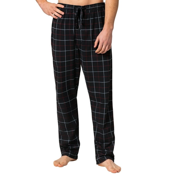 Hanes Men's Sleepwear 100% Cotton Pjs X-Temp Jersey Knit Pajama Pants - Black Grid (XX-Large)