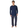 thumbnail image 1 of Hanes Mens Flannel Sleep Set, Long Sleeve Top with Plaid Printed Pajama Pants, Blue, 1 of 7