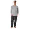 thumbnail image 1 of Hanes Men's Flannel Sleep Set, Long Sleeve Top with Plaid Printed Pajama Pants, Grey, 1 of 7