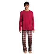 Hanes Men’s Slub Jersey Top and Ultra Soft Flannel Sleep Pants Set, 2-Piece, Sizes S-5XL