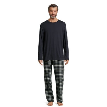 Hanes Men’s Slub Jersey Top and Ultra Soft Flannel Sleep Pants Set, 2-Piece, Sizes S-5XL