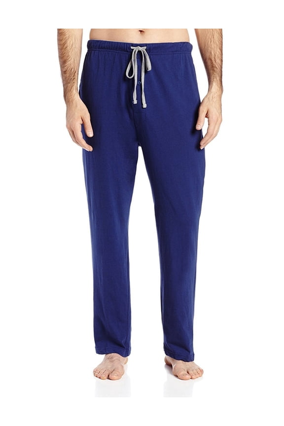 Men's Solid Knit Sleep Pant with Pockets and Drawstring, Black, Small