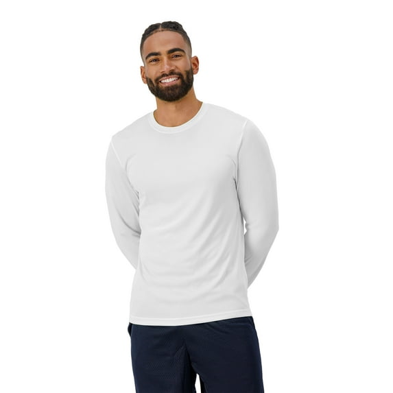 Hanes Sport Cool DRI Men's Performance Long Sleeve T-Shirt White 2XL