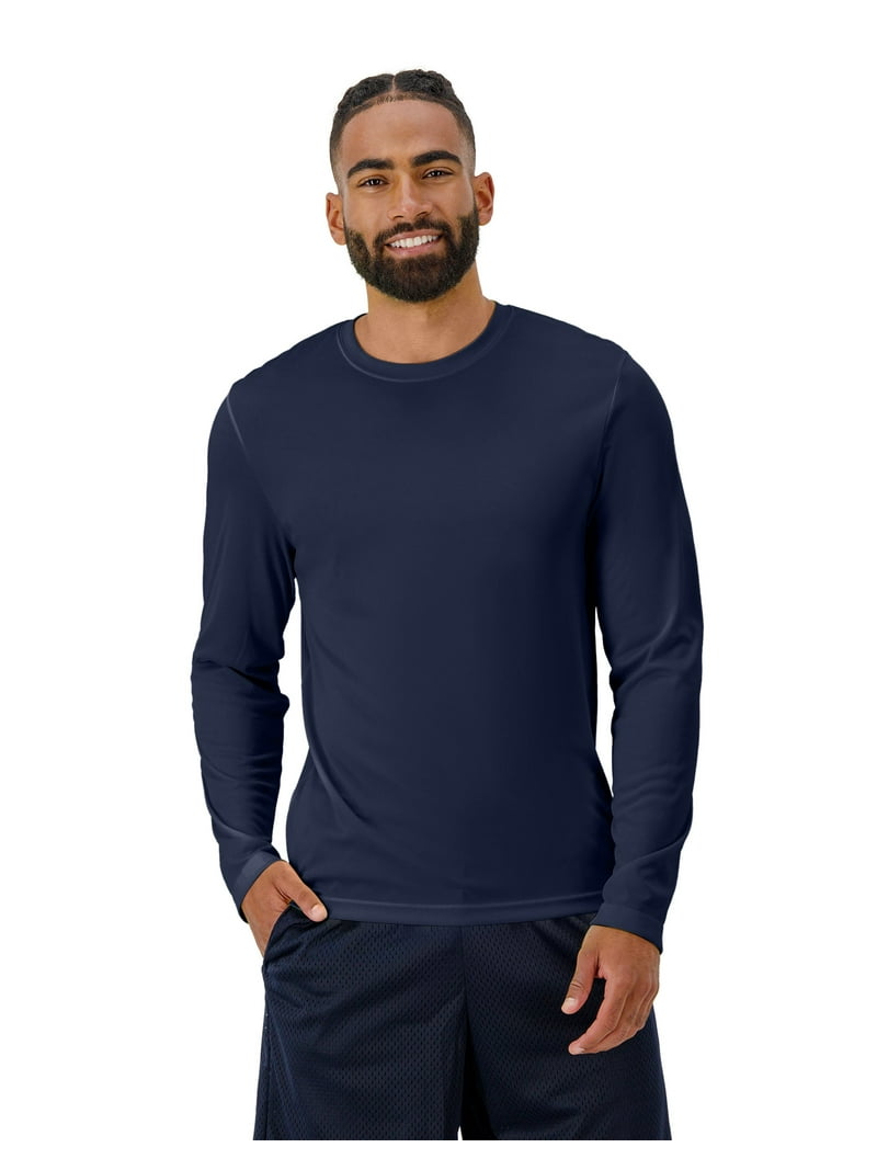 Hanes Sport Cool DRI Men's Performance Long Sleeve T-Shirt Navy