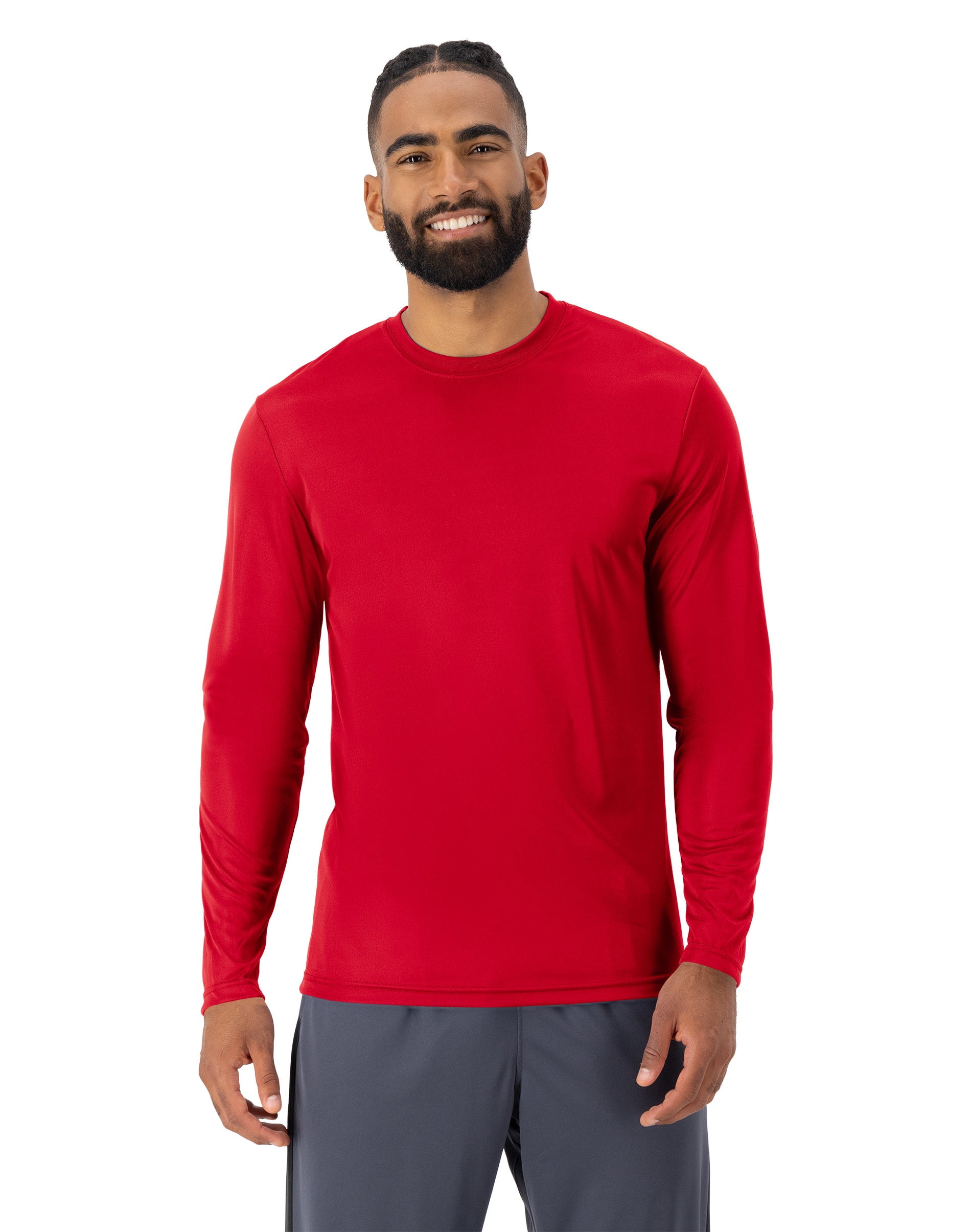 Hanes Cool DRI Performance Long Sleeve T-Shirt, Quick-Drying Training Tee, UPF 40+