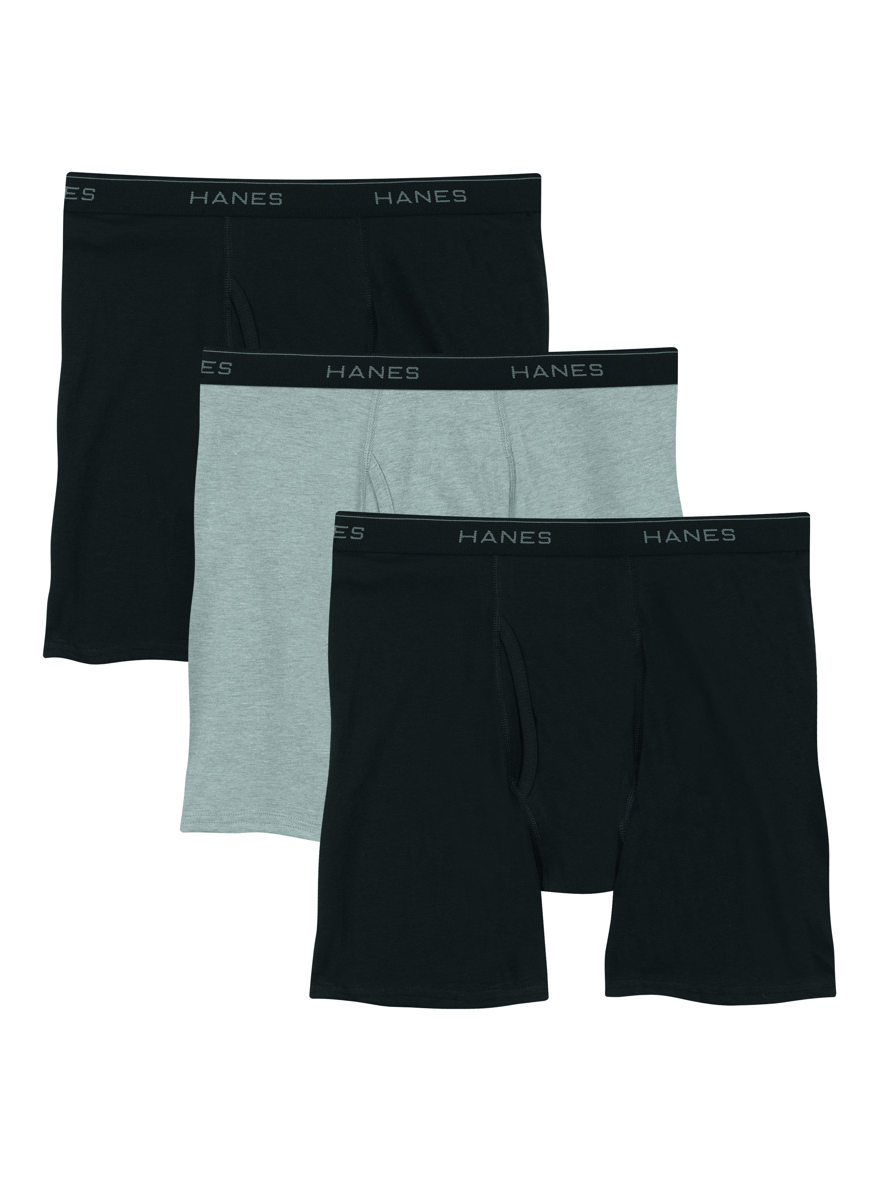 Hanes Men's Boxer Briefs, Black/Gray, 6 Pack, Large