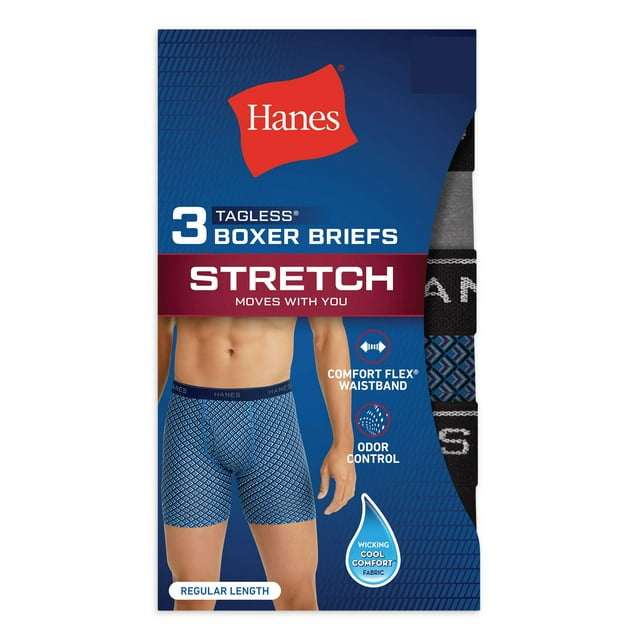 Hanes Men's Stretch Fashion Boxer Briefs, 3 Pack