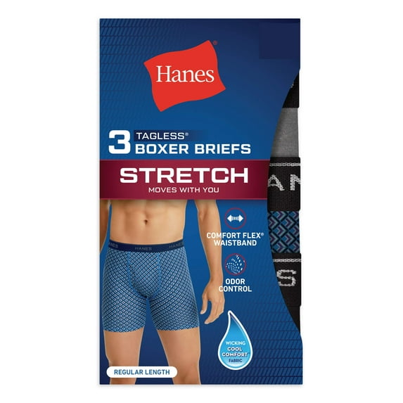 Hanes Men's Stretch Fashion Boxer Briefs, 3 Pack