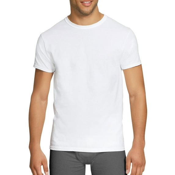 Hanes Men's Stretch White Crew T-Shirt Undershirts, 3 Pack