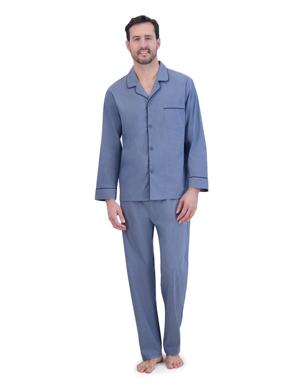 Men's Stretch Woven Shirt and Pants Pajama Set, 2-Piece, Sizes S-2XL