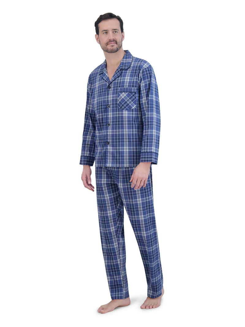 Hanes Men's Stretch Woven Shirt and Pants Pajama Set, 2-Piece