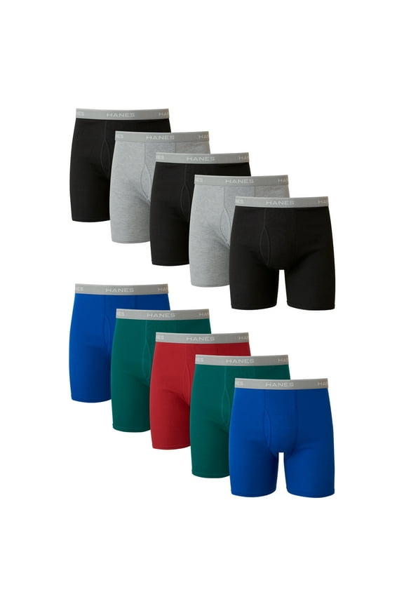 Underwear Boxer Briefs, 10-Pack, Super Value Boxer Briefs, Moisture-Wicking