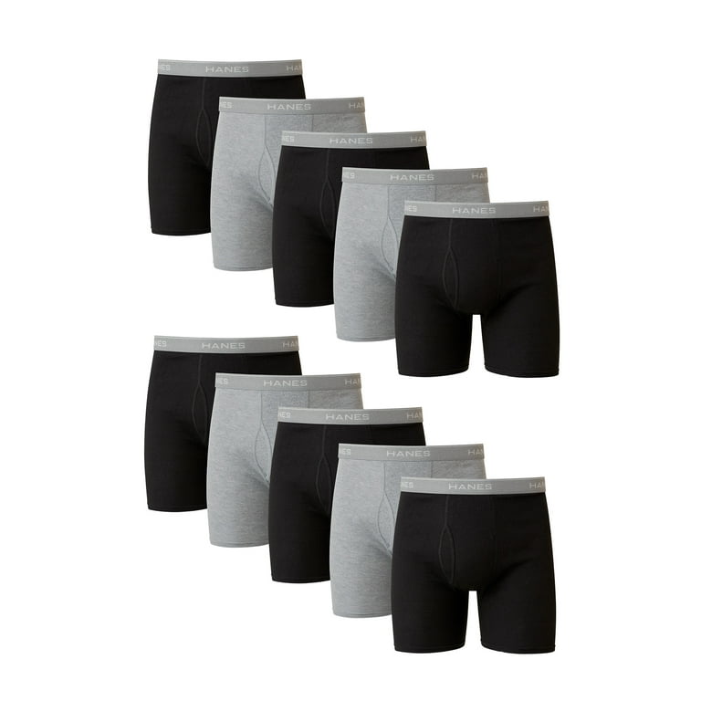 Hanes Men's Super Value Pack Black/Grey Boxer Briefs, 10