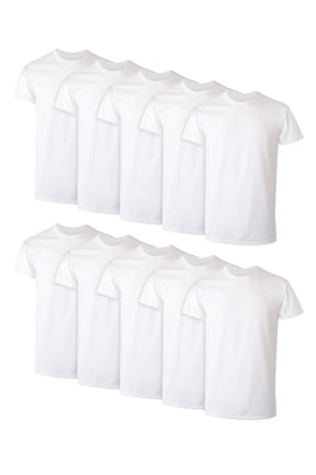 Men's Super Value Pack White Crew T-Shirt Undershirts, 10 Pack