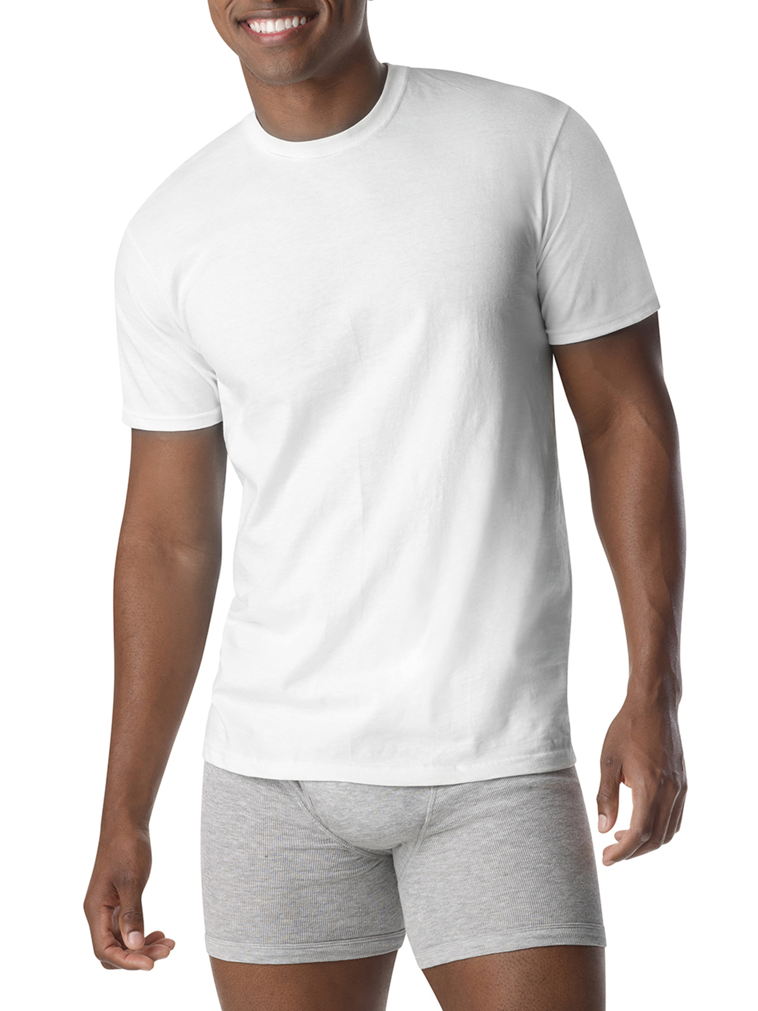 Hanes Men's Super Value Pack White Crew T-Shirt Undershirts, 10 Pack - image 1 of 6