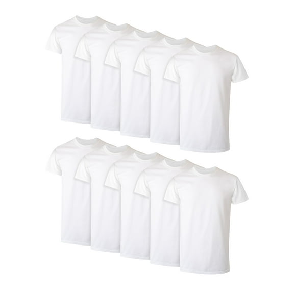 Hanes Men's Super Value Pack White Crew T-Shirt Undershirts, 10 Pack