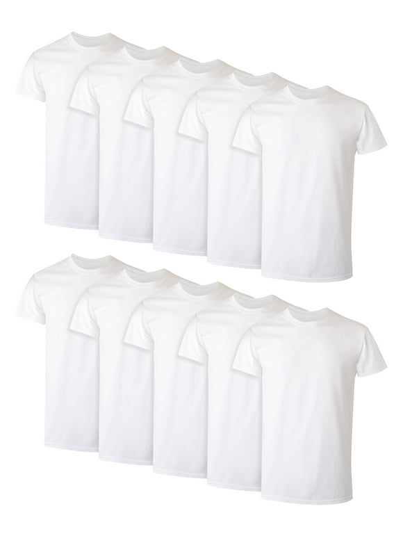 Hanes Men's Super Value Pack White Crew T-Shirt Undershirts, 10 Pack