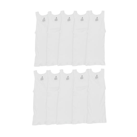 Hanes Men's Super Value Pack White Tank Undershirts, 10 Pack