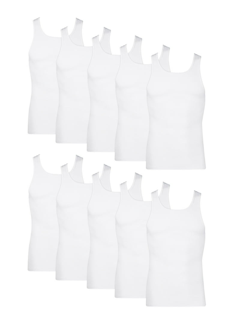 Hanes Men's Super Value Pack White Tank Undershirts, 10 Pack