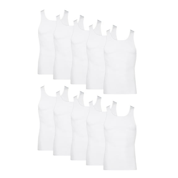 Hanes Men's Super Value Pack White Tank Undershirts, 10 Pack