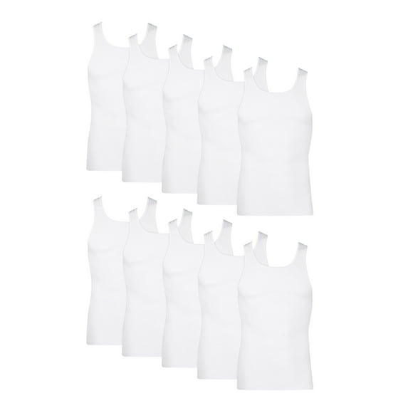 Hanes Men's Tank Tops Undershirt, Moisture-Wicking, Cotton Ribbed Tanks, White or Black/Grey Multipacks