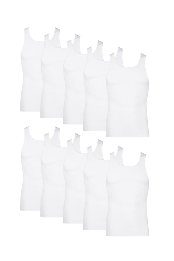 Men's Tank Tops Undershirt, Moisture-Wicking, Cotton Ribbed Tanks, White or Black/Grey Multipacks