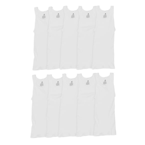 Hanes Men's Super Value Pack White Tank Undershirts, 10 Pack