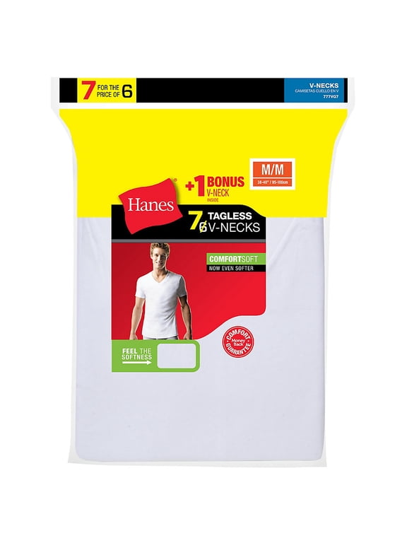 Men's Fresh IQ White V-Neck T-Shirt 6+1 Free Bonus Pack