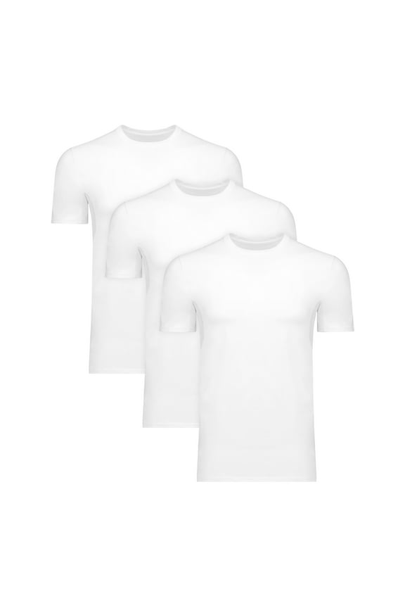 Men's Sweat Block T-Shirt, Crewneck, White, 3-Pack