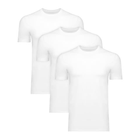 Men's Sweat Block T-Shirt, Crewneck, White, 3-Pack