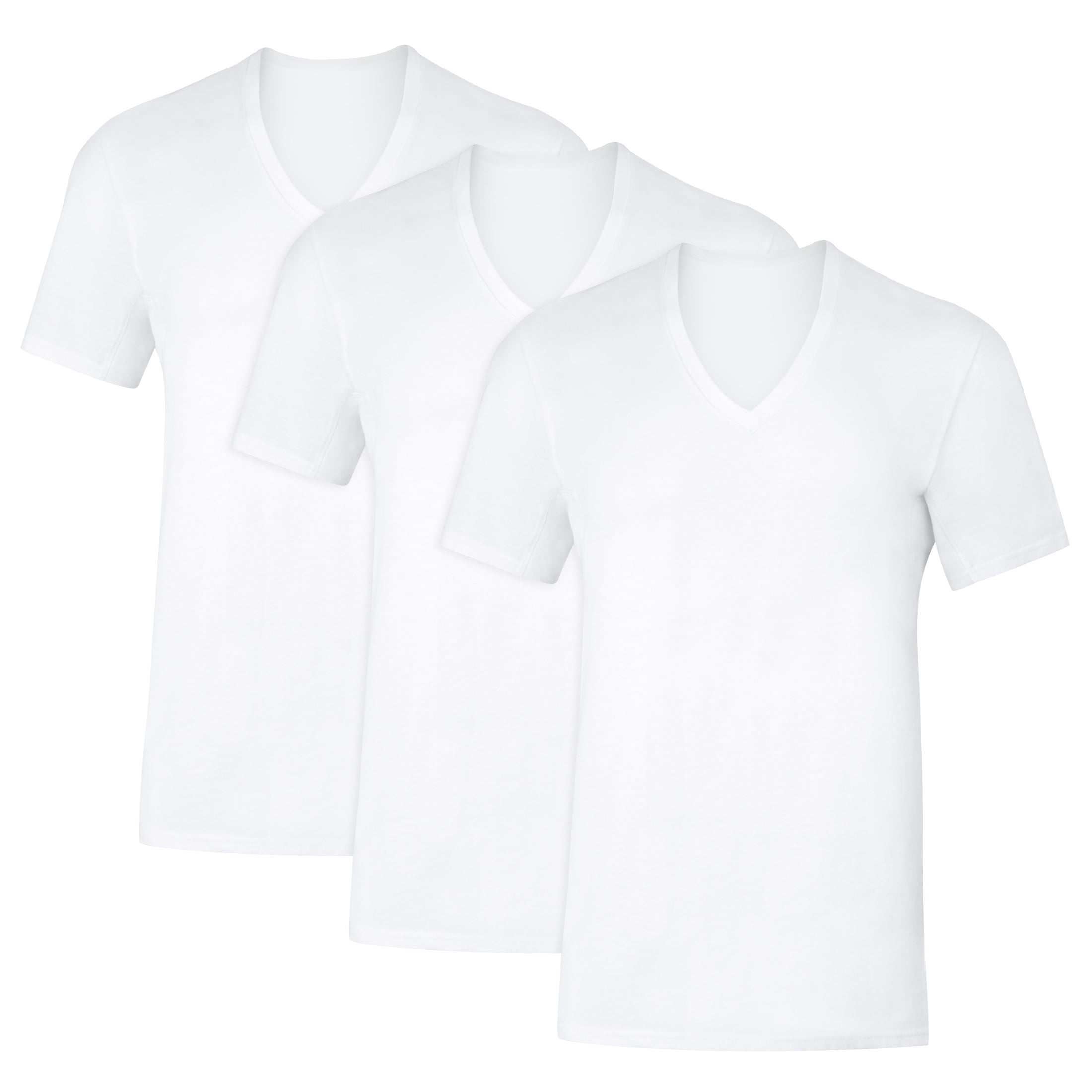 T-Shirt V-Neck with Sweat Block Tech, 3-Pack, White Tees