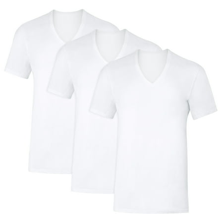 T-Shirt V-Neck with Sweat Block Tech, 3-Pack, White Tees